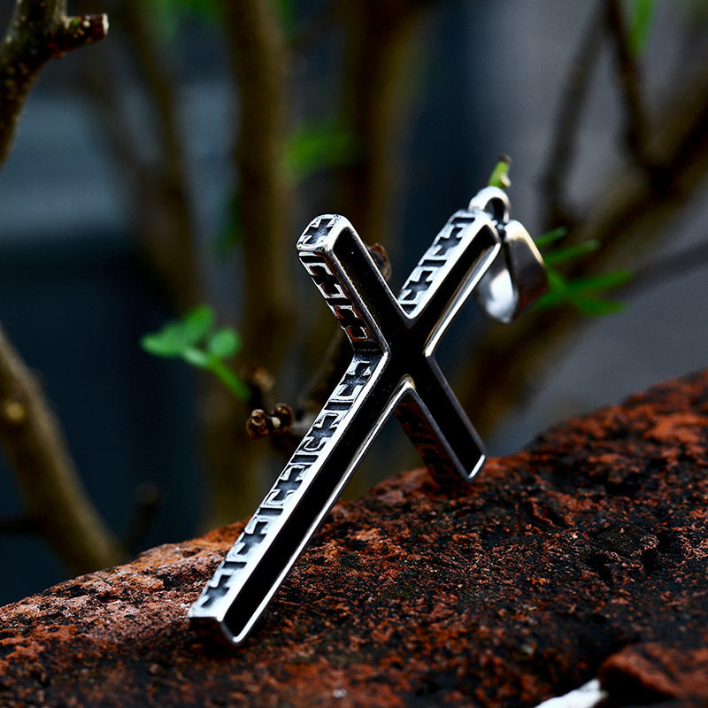 Retro Double-Sided Titanium Steel Pendant Jewelry for Men - Wholesale Stainless Steel Cross Epoxy Design