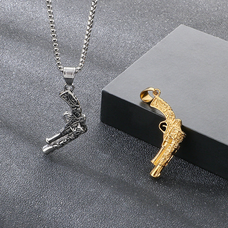 Planderful Everyday Genie Stainless Steel Pistol Pendant Men