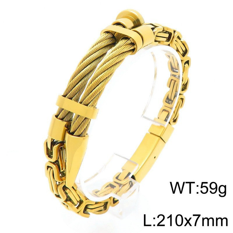 Design Braided Wire Steel Wire Nail – Punk Rock Emperor Chain Titanium Steel Men's Bracelet