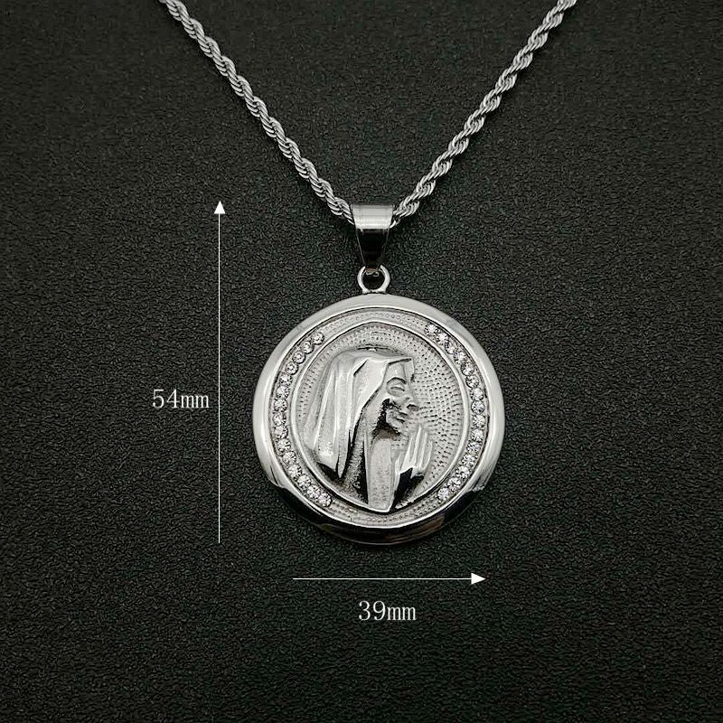 Planderful Everyday Genie Hip Hop Necklace Gold Plated Zircon Round Pendant for Hip Hop Fans