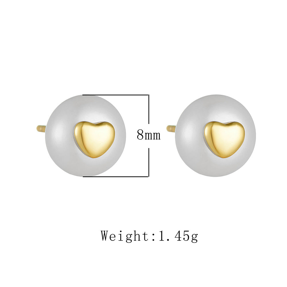 S925 Sterling Silver Xiaoxiangfeng Natural Pearl Stud Earrings French Premium Heart Earrings Ear