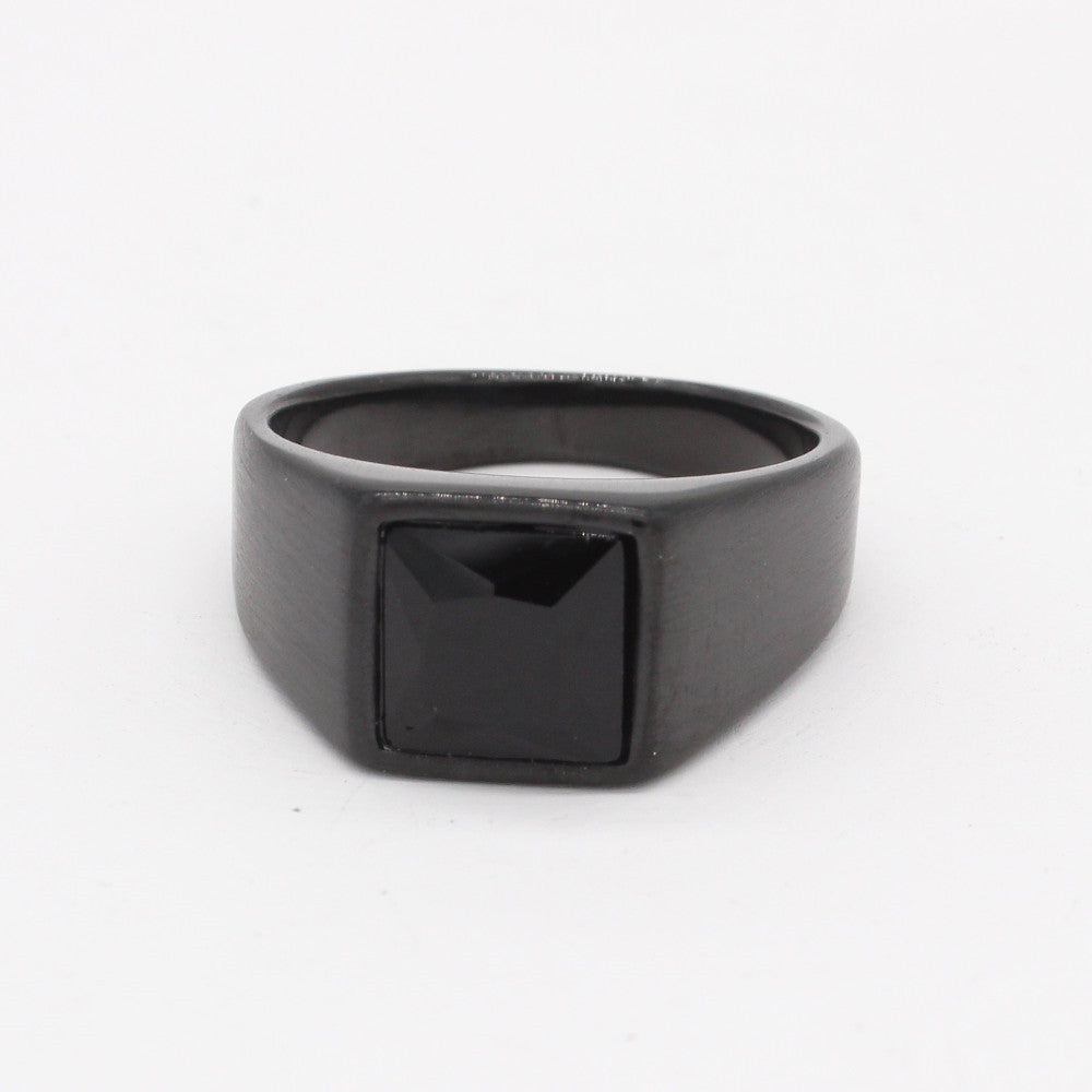 Planderful Titanium Steel Ring With Black Zircon For Men And Women Unisex Everyday Genie Protection