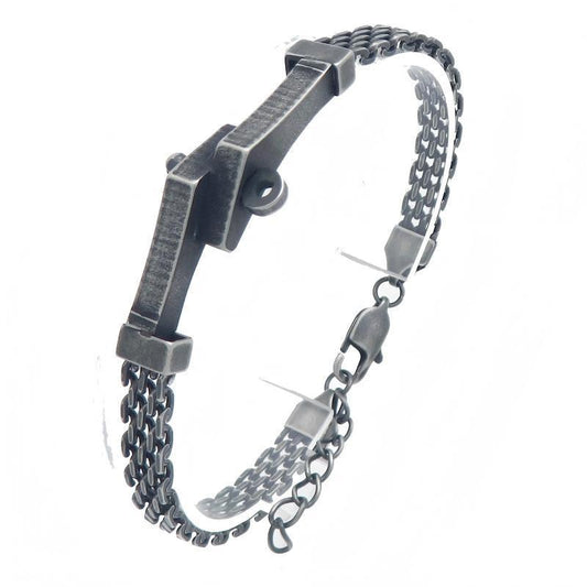 Style Irregular Curved Bar Bracelet Double-Layer Front & Back Chain Stainless