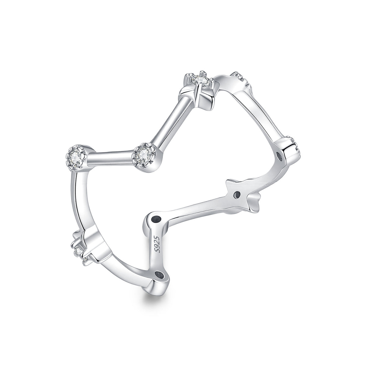 S925 Sterling Silver Irregular Geometric Moissanite Ring