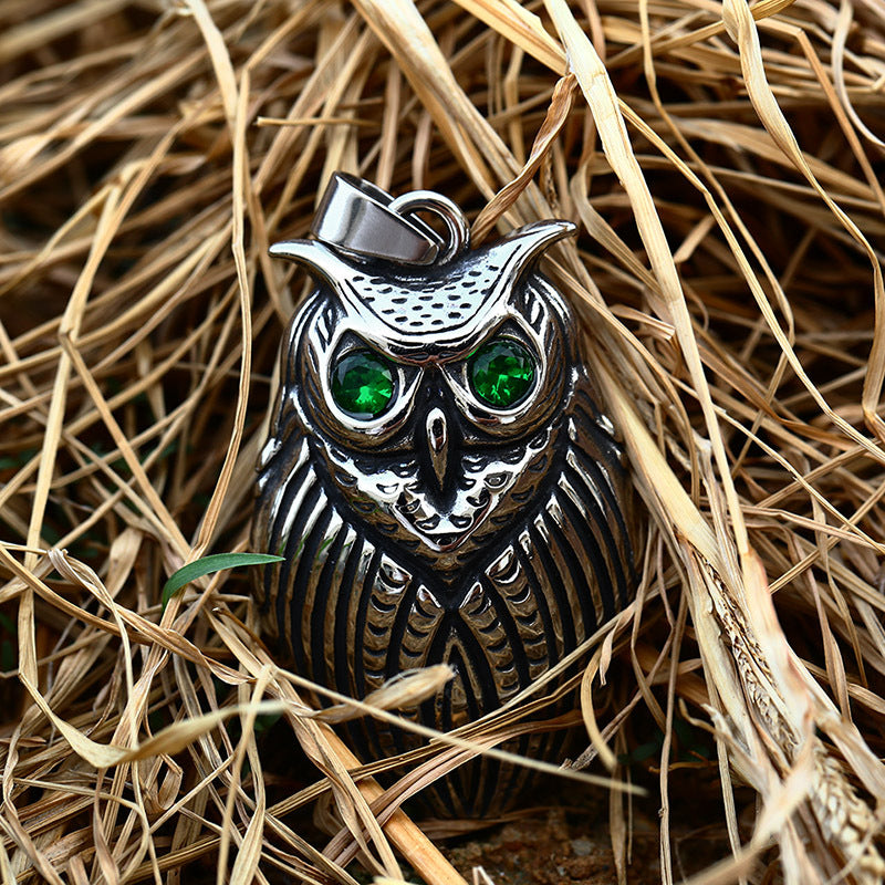 Titanium Steel Retro Owl Pendant for Men - European and American Style Accessories