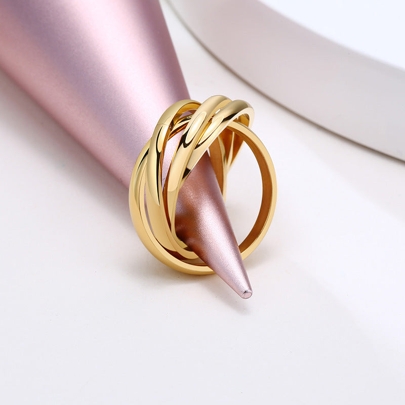 European And American Jewelry Three-In-One Plain Fashion Ring
