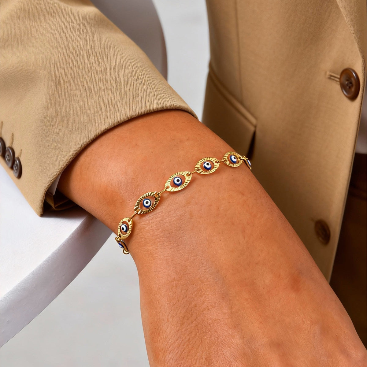 Devil's Eye Pearl Stainless Steel Bracelet