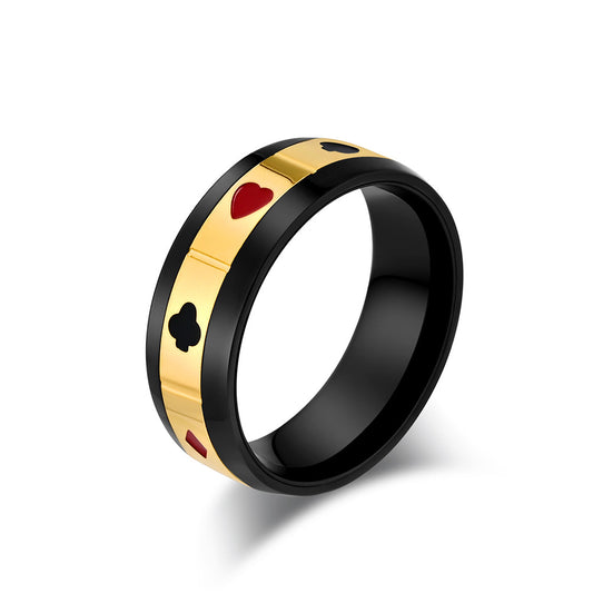 Playing Card Suit Rotatable Stainless Steel Ring To Relieve Anxiety & Decompress