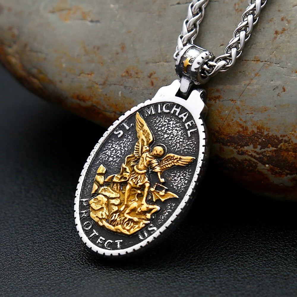 St. Michael Angel Stainless Steel Pendant Necklace