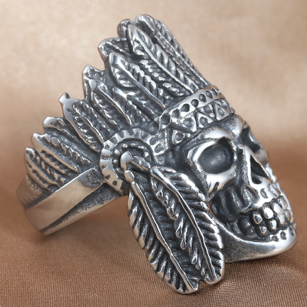 Titanium Steel Skull Ring for Men - Personalized Retro Trendy Accessory in Stainless Steel