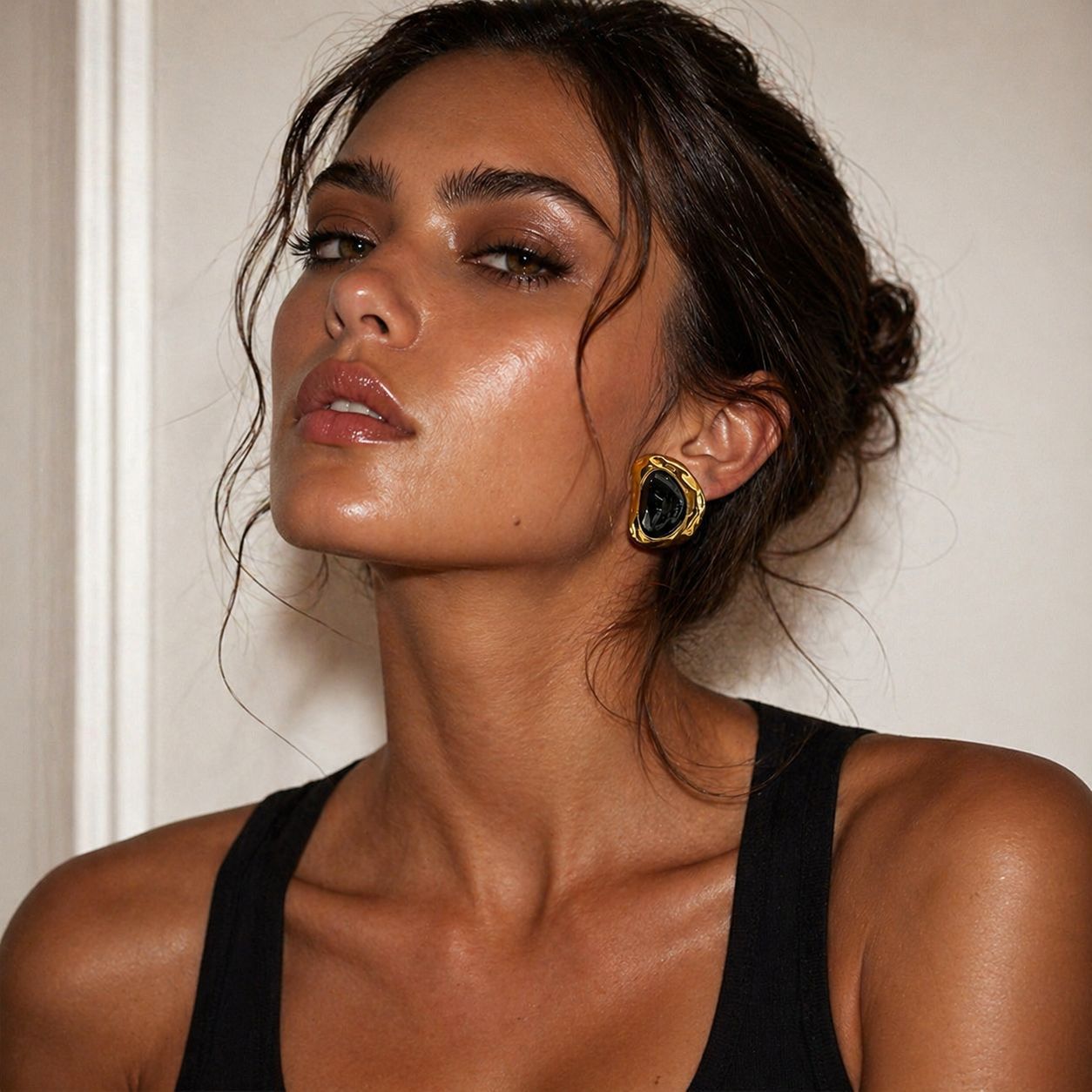 Stainless Steel Stone Earrings For Women Vienna Verve Planderful Retro Hammered Statement Street Style