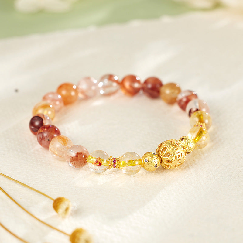 Summer Natural Citrine Bracelet Girls National Style Gift