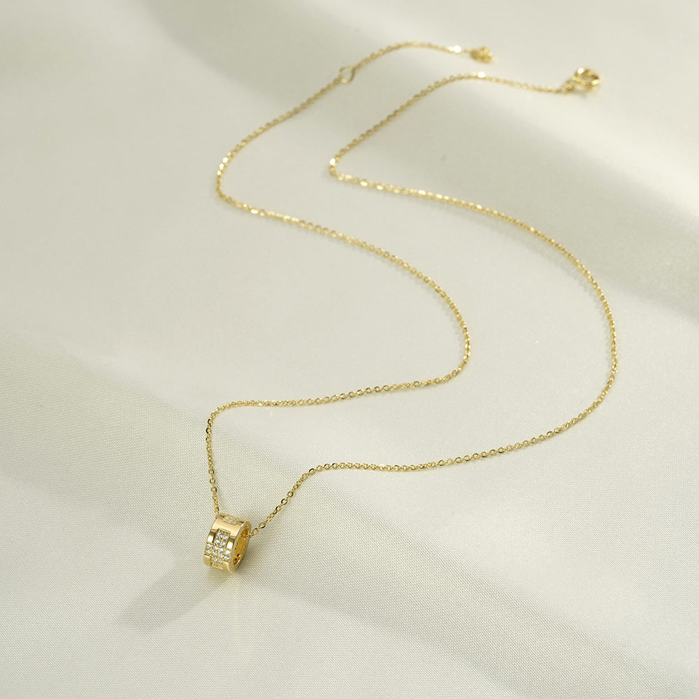 925 Silver H Letter Zircon Necklace Women's Clavicle Chain