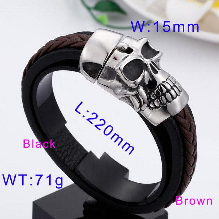 Halloween Skull – Tiger Head Faucet Stainless Steel Men's Wide Bracelet