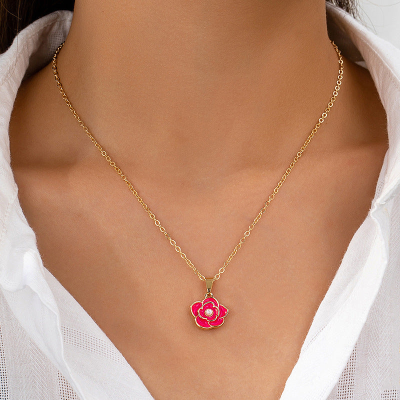 Planderful Vienna Verve Necklace – Stylish Metal Camellia Design