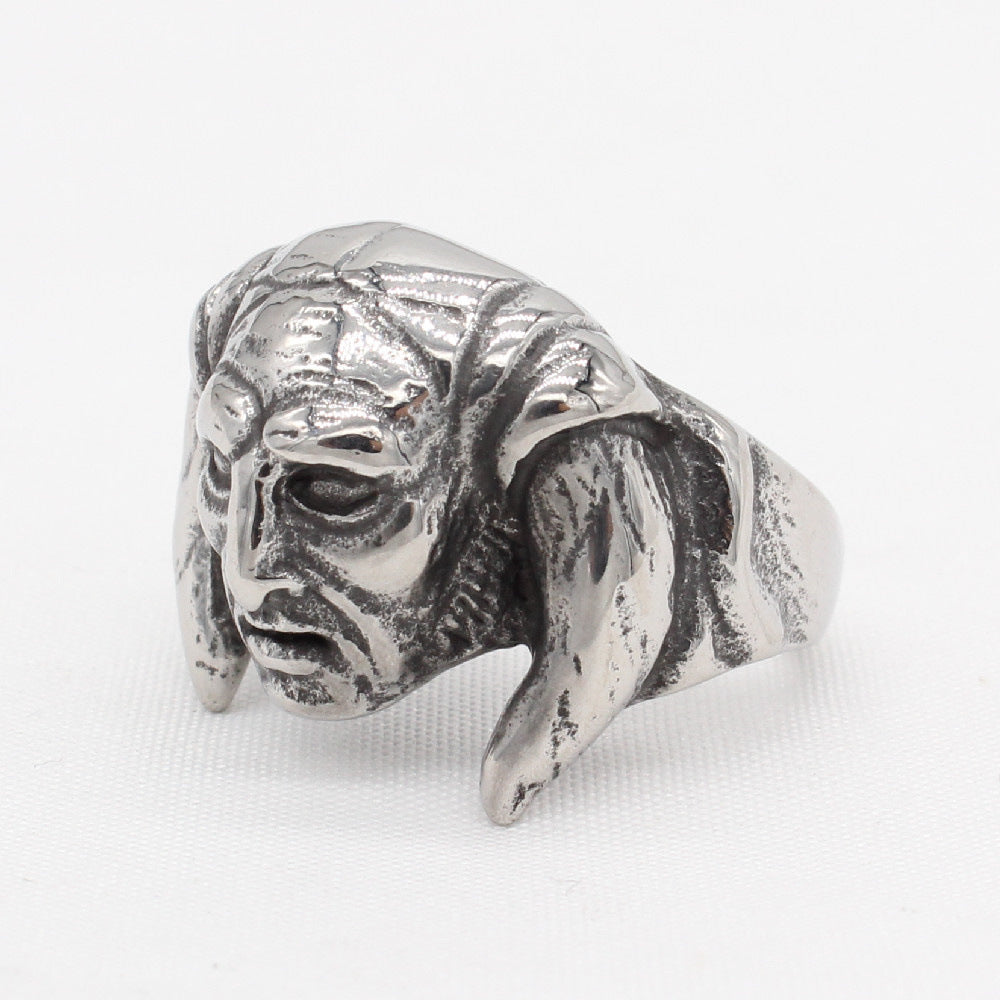 Planderful Titanium Steel Ring Unisex Retro Monster Design Protection Statement For Men And Women