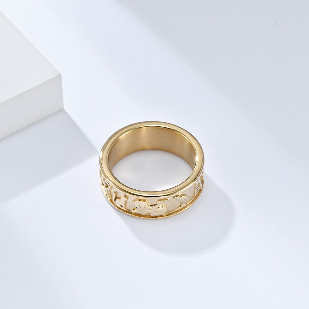 Ancient Egyptian Anka Anubis Lucky Symbol Stainless Steel Ring