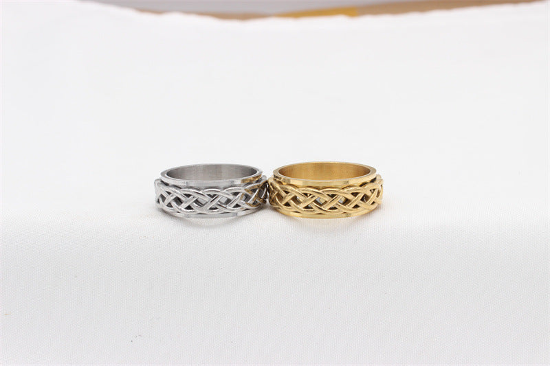 Titanium Steel Ring Rotatable Woven Design For Men And Unisex By Planderful Premium Durable