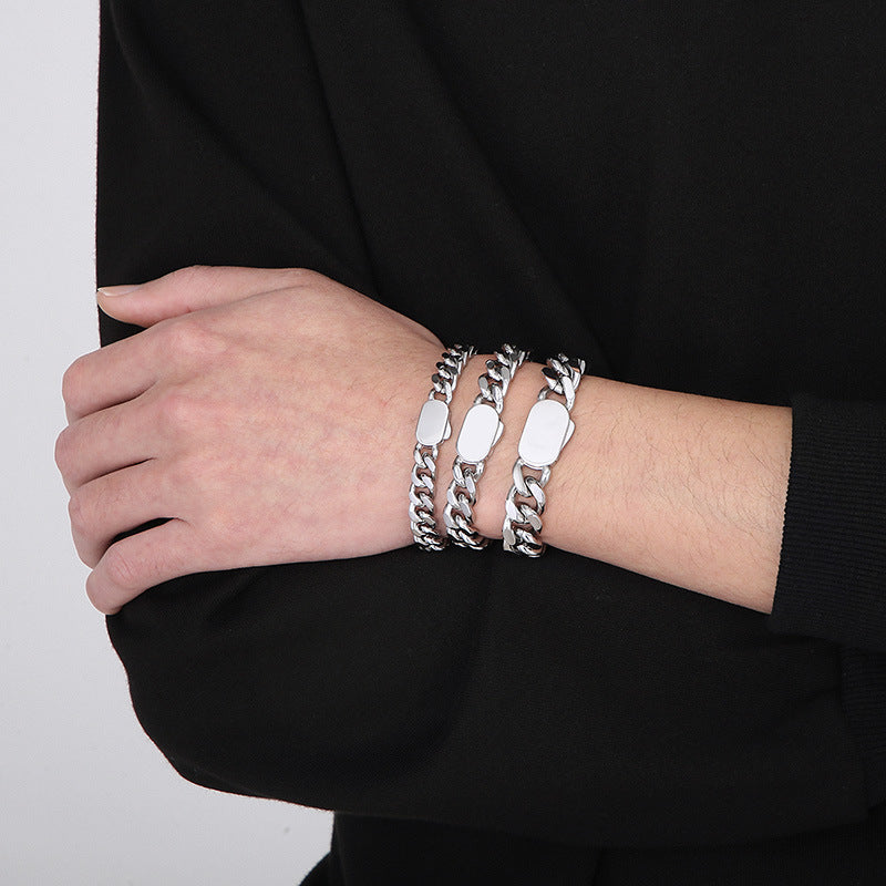 Stylish Four-Sided Gold-Plated Cuban Bracelet for Men - Hip-Hop Titanium Steel Jewelry