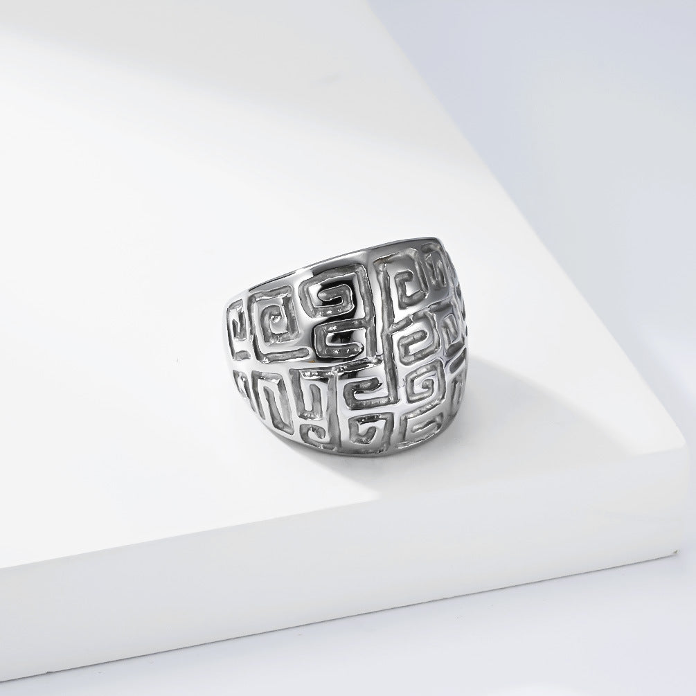 Vintage Gold-Plated Stainless Steel Ring
