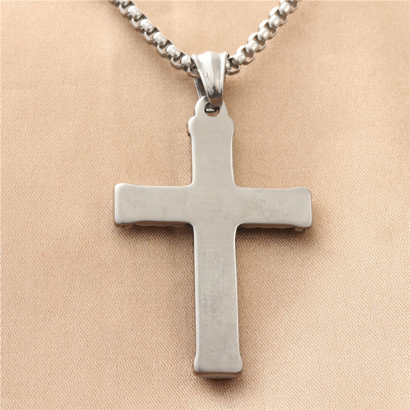Personalized Titanium Steel Twisted Cross Pendant Necklace for Men - Retro Punk Style