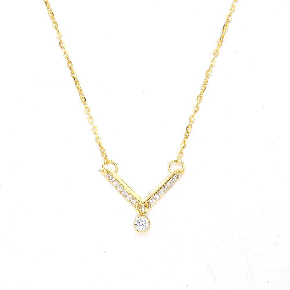 Temperament Versatile Niche Design V Word Sterling Silver Necklace