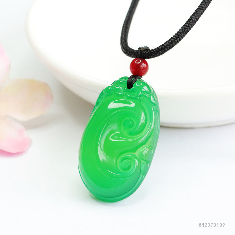 Green Chalcedony Ruyi Pendant