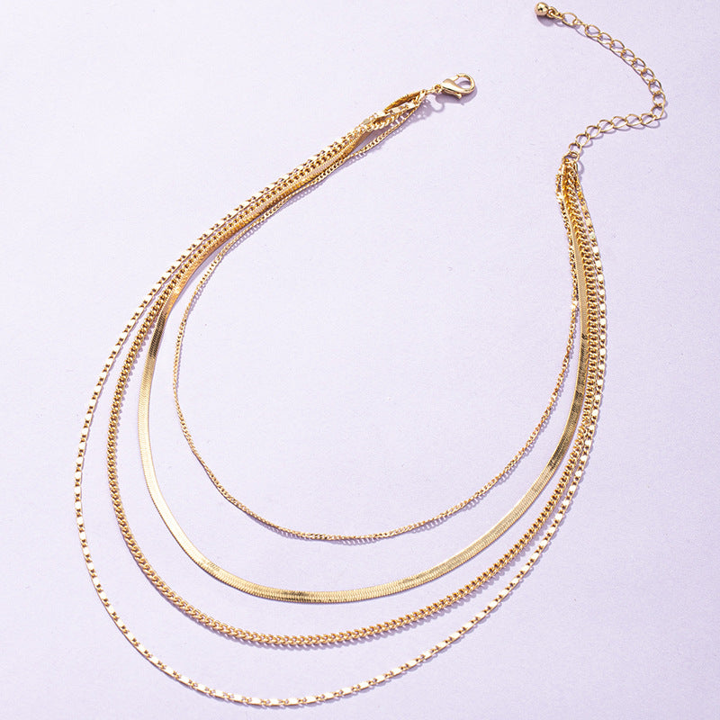 European and American Favorite: Chic 4-Layer Metal Chain Necklace by Korean Internet Sensation
