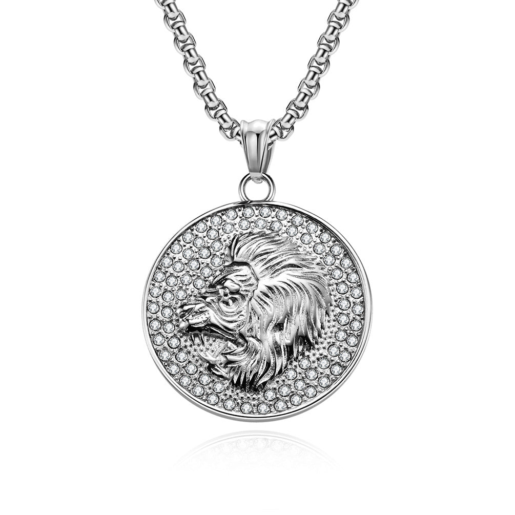 Planderful Twelve Constellations Zircon Titanium Steel Pendant For Hip Hop Style Fans