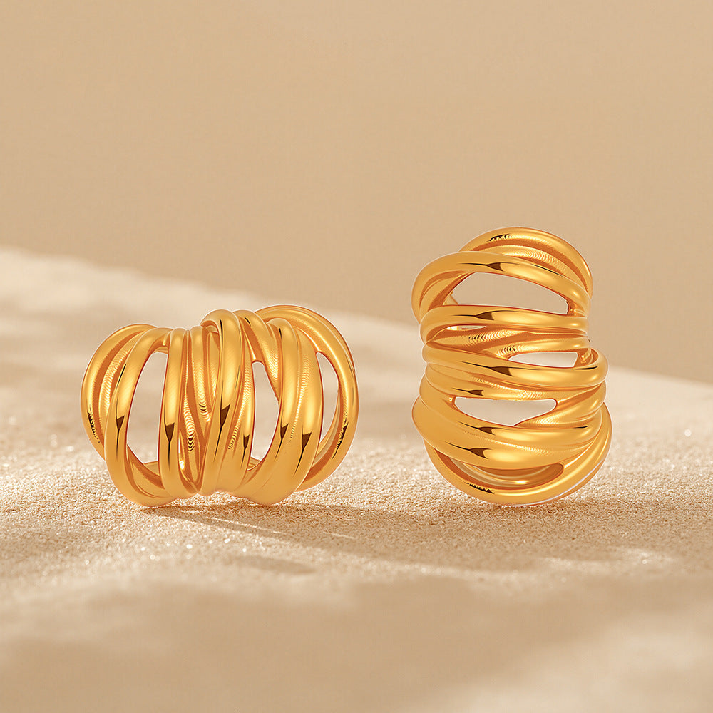 Planderful Stainless Steel C Type Stud Earrings for Women