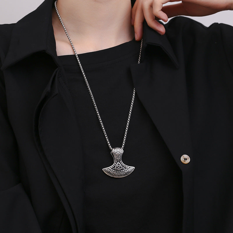 Steel Necklace - Statement Nordic Viking Battle Axe