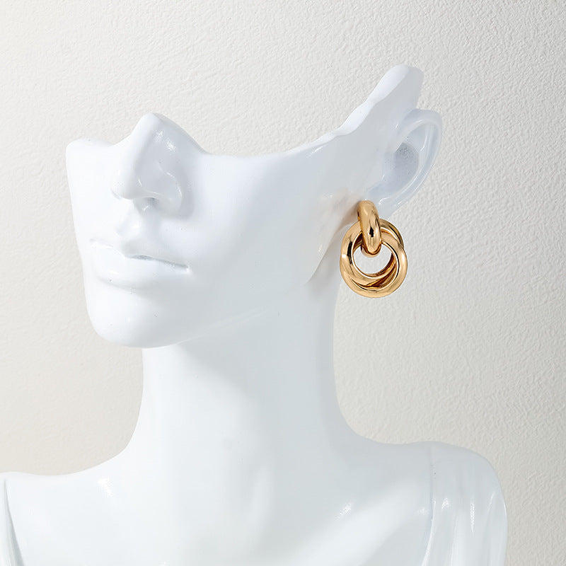 Sophisticated Multi-loop Metal Earrings with Minimalistic Charm