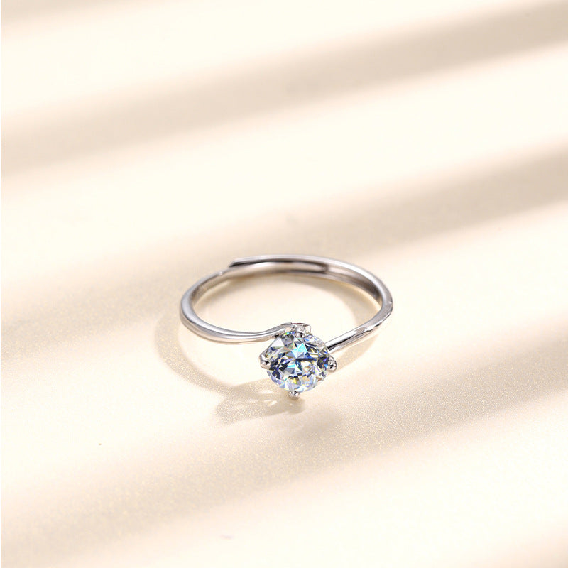 Four-Claw D-Color S925 Sterling Silver Women's Ring