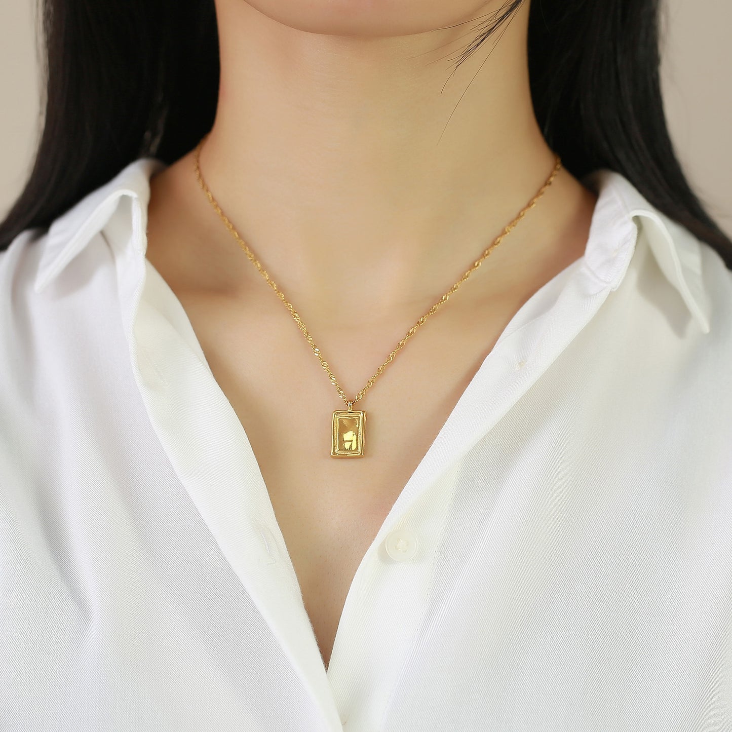 Stainless Steel 18K Gold Geometric Irregular Necklace Jewelry
