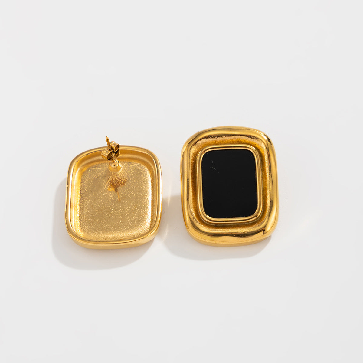 Planderful Stainless Steel Stud Earrings Tiger Stone Inlaid Geometric Pearl Square Statement For Trendsetting Women