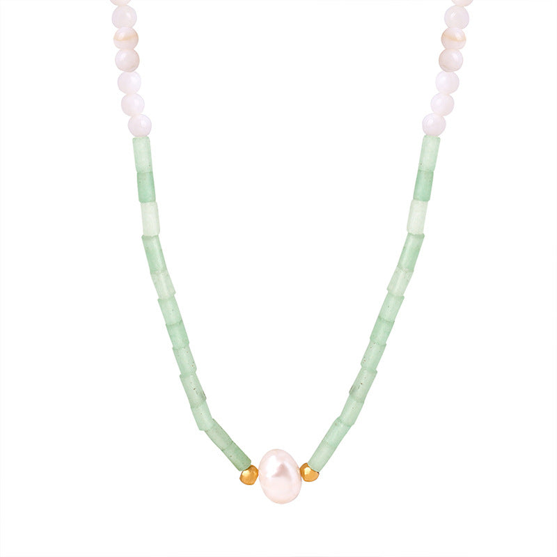 Sweet Breeze Freshwater Pearl Necklace with Titanium Steel Clavicle Chain