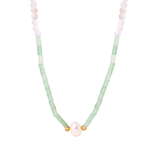 Sweet Breeze Freshwater Pearl Necklace with Titanium Steel Clavicle Chain