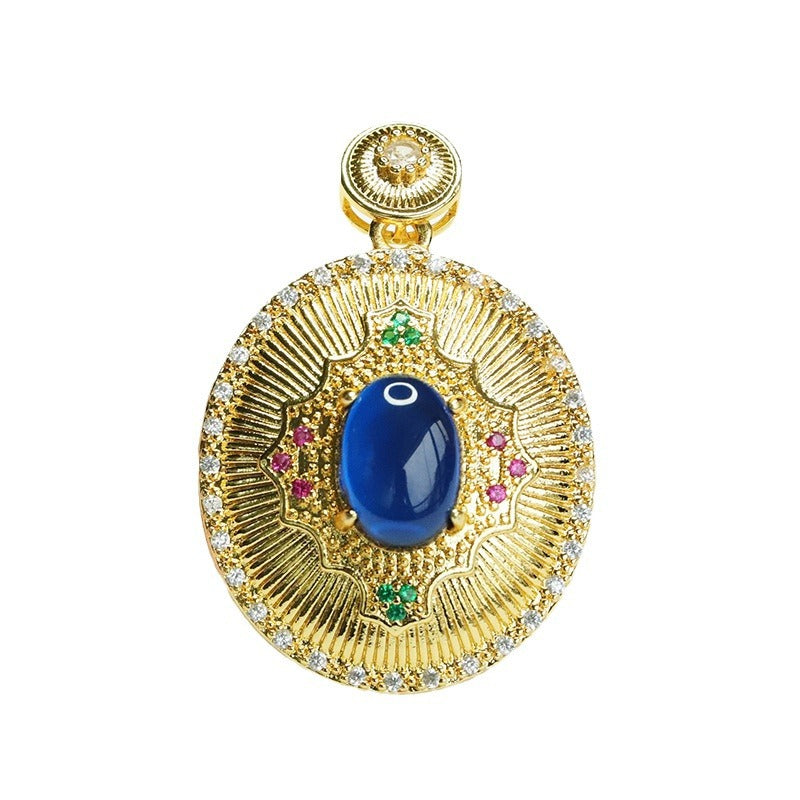 Lab-Grown Blue Spinel Woven Pendant — No Chain