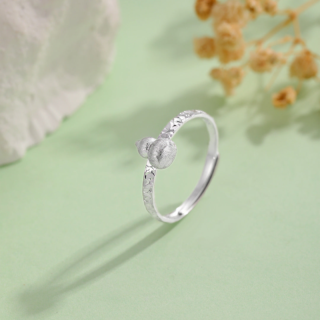 Planderful Sterling Silver Crushed Ice Gourd Ring For Women Light Luxury National Style High End Jewelry