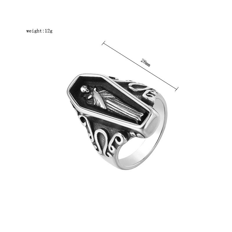 Titanium Steel Skull Coffin Ring