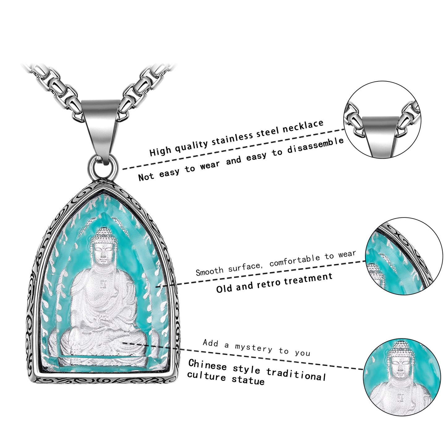 Stainless Steel Necklace – Vintage Zodiac Sign Pendant For Men With Luminous Amulets
