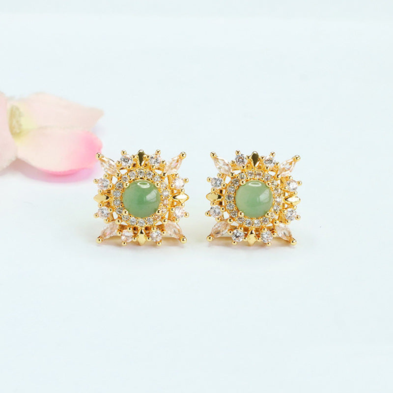 Blue-Water Jadeite Starfall Stud Earrings