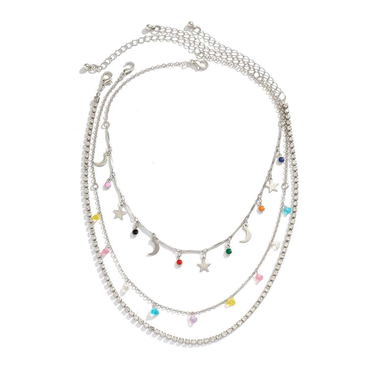 Colorful Tassel Necklace with Star and Moon Ornaments