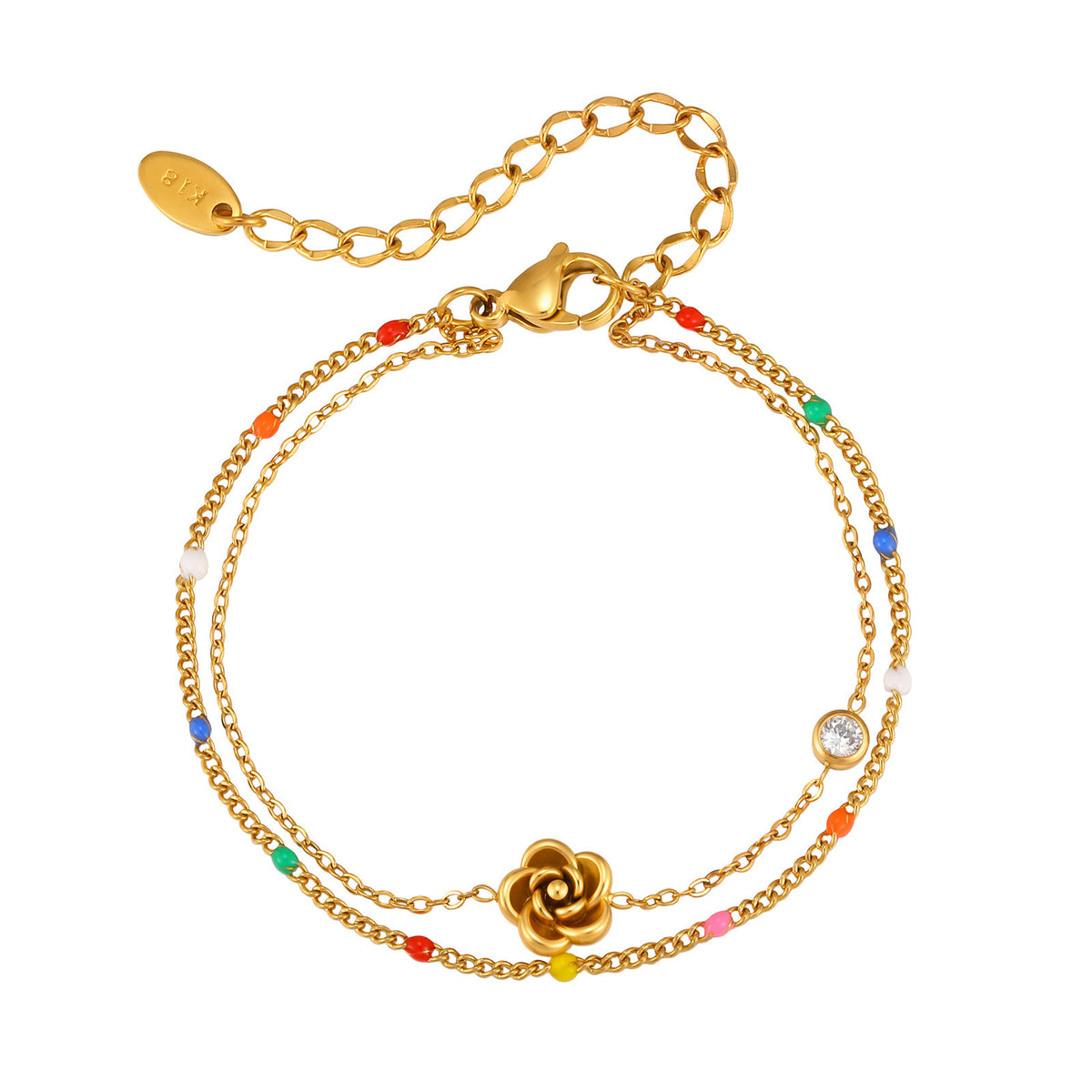 Flower Zircon Stainless Steel Bracelet