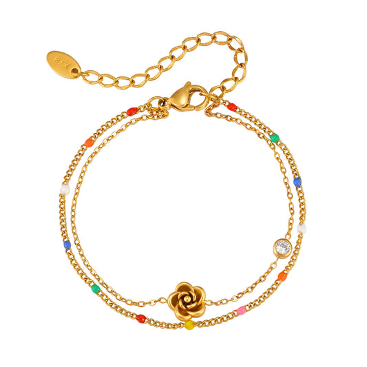 Flower Zircon Stainless Steel Bracelet