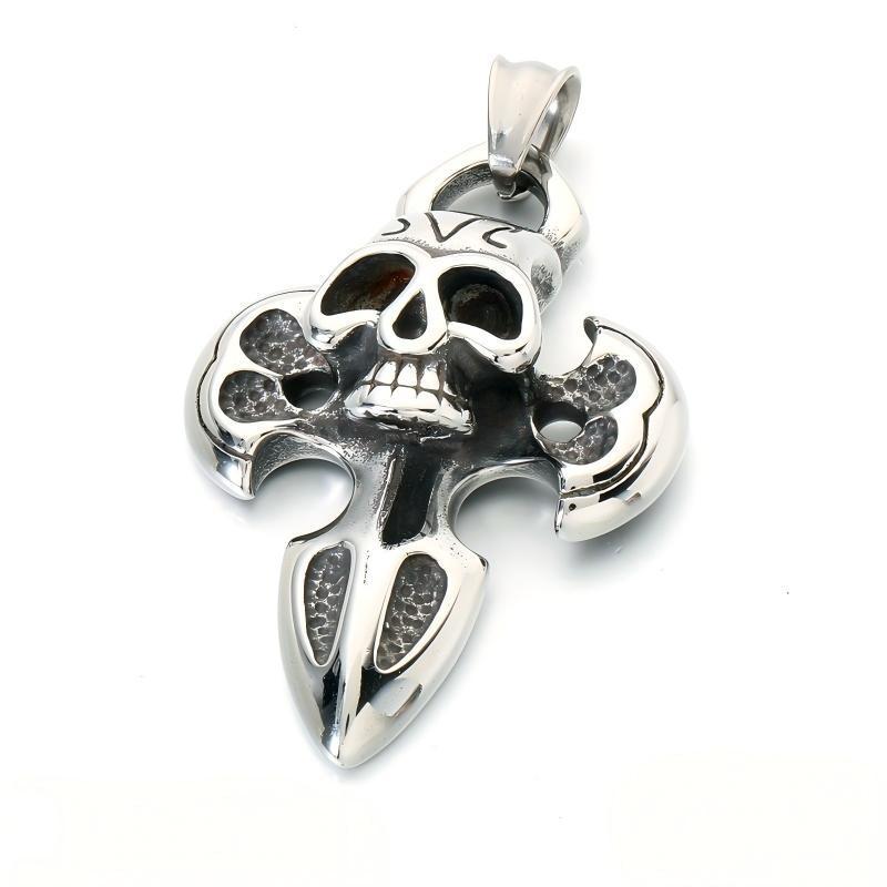 Halloween Diablo Skull Necklace Pendant Street Gothic Men's Stainless Steel Cross Pendant