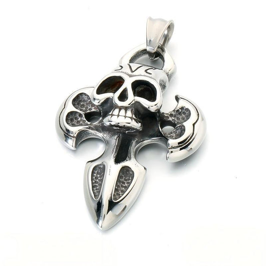 Halloween Diablo Skull Necklace Pendant Street Gothic Men's Stainless Steel Cross Pendant
