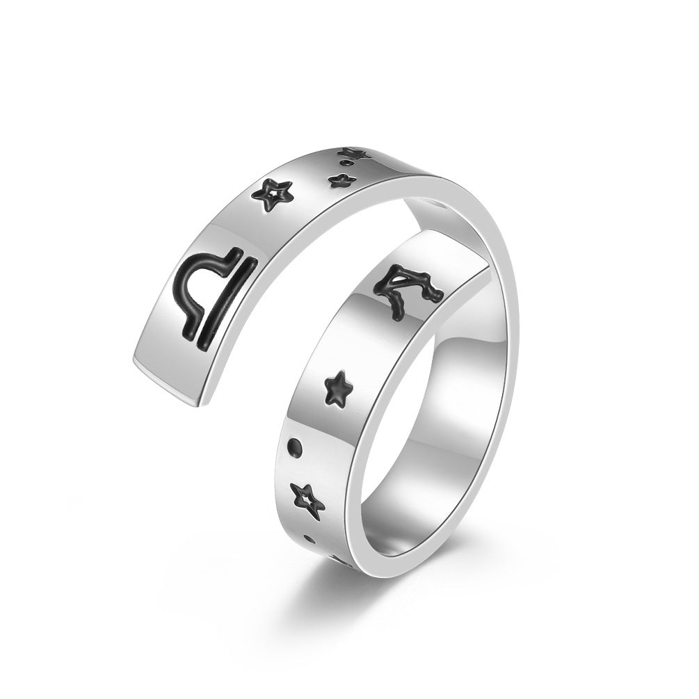 Neutral Cold Wind Twelve Constellations Adjustable Ring
