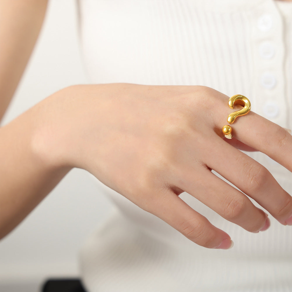 Curious Charm Titanium Gold-Plated Open Ring for Women