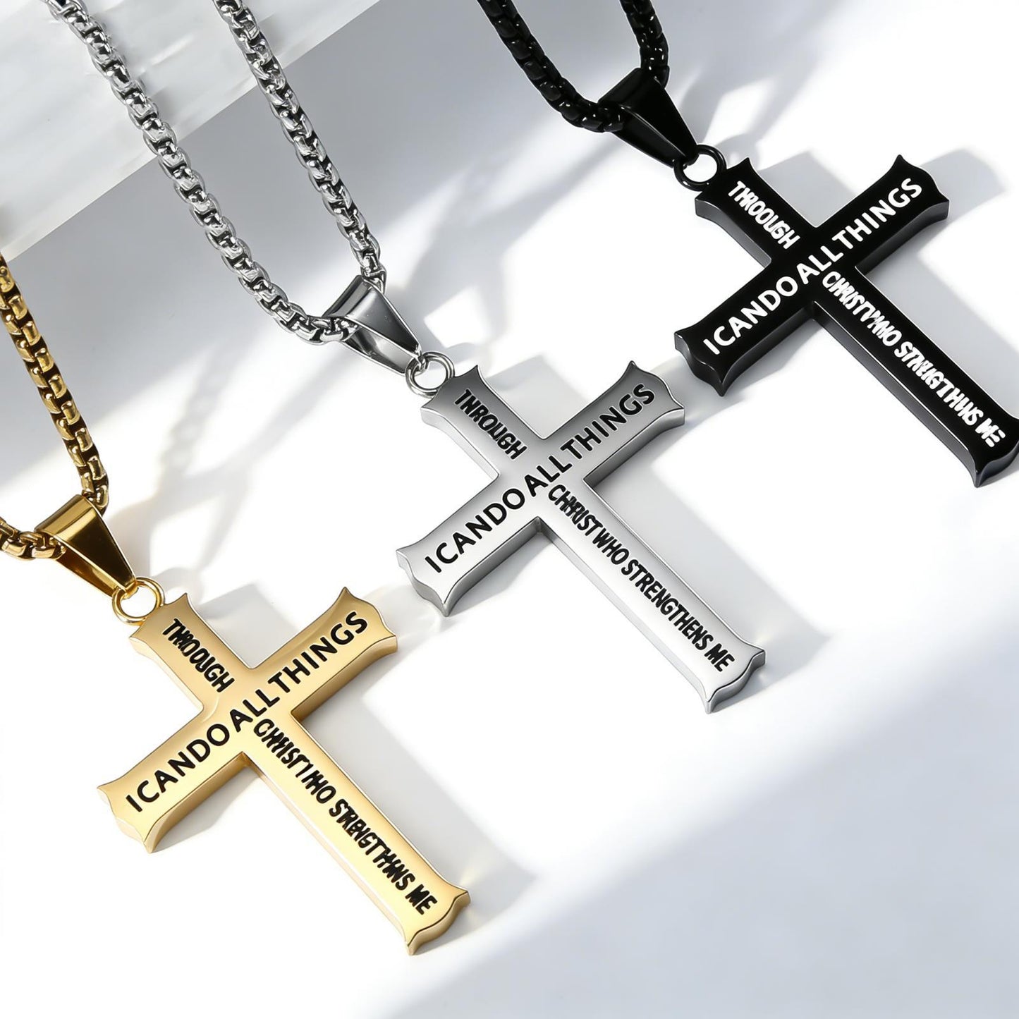 Planderful Cross Necklace Titanium Steel Durable For Men Urban Street Style Personality Pendant Bold Trendsetting Gear